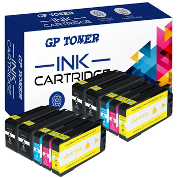10x Tinten für HP GP-H711XL CMYKK x2 GP